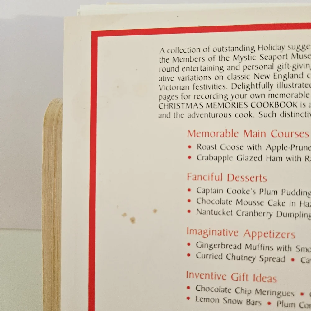 Christmas Memories Cookbook 1990 6th Printing Mystic Seaport Cottagecore -VG